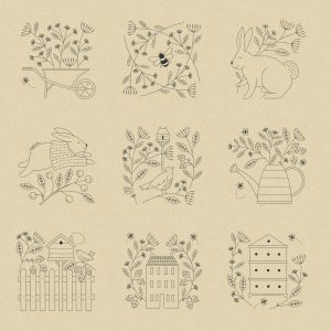 Bloom and Grow Bloom And Grow Embroidery Panel Linen by Kathy Schmitz for Moda