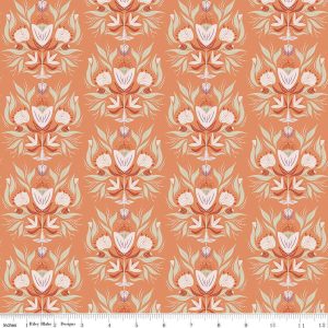 Garden Dreams Floral Damask Terracotta by Amber Elliot for Riley Blake