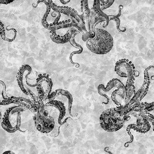 Ocean Blues Gray Octopus by Morris Creative Group for QT Fabrics