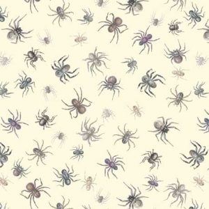 Creepsville Light Green Tossed Spiders by Morris Creative Group for QT Fabrics