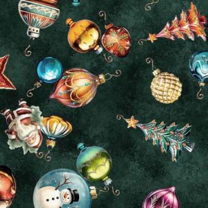 Wonderful Christmastime Evergreen Ornament Toss by Morris Creative Group for QT Fabrics (1)