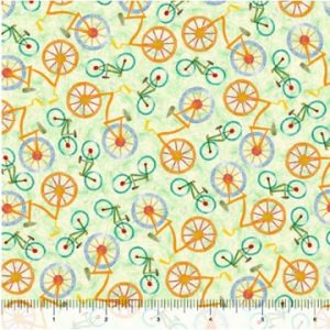 Sun Cruisers Bikes On Green by Turnowsky for QT Fabrics
