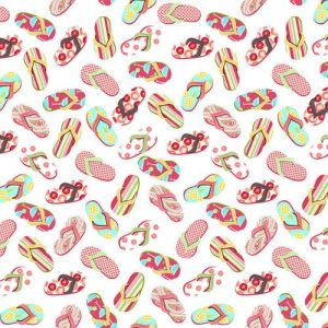 Lets Flamingle, Flip Flops White Blank Quilting