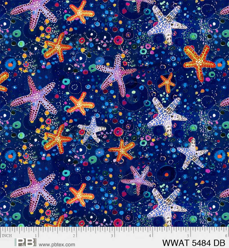 Wild Waters By Dawn Gerety Navy Starfish and Dots