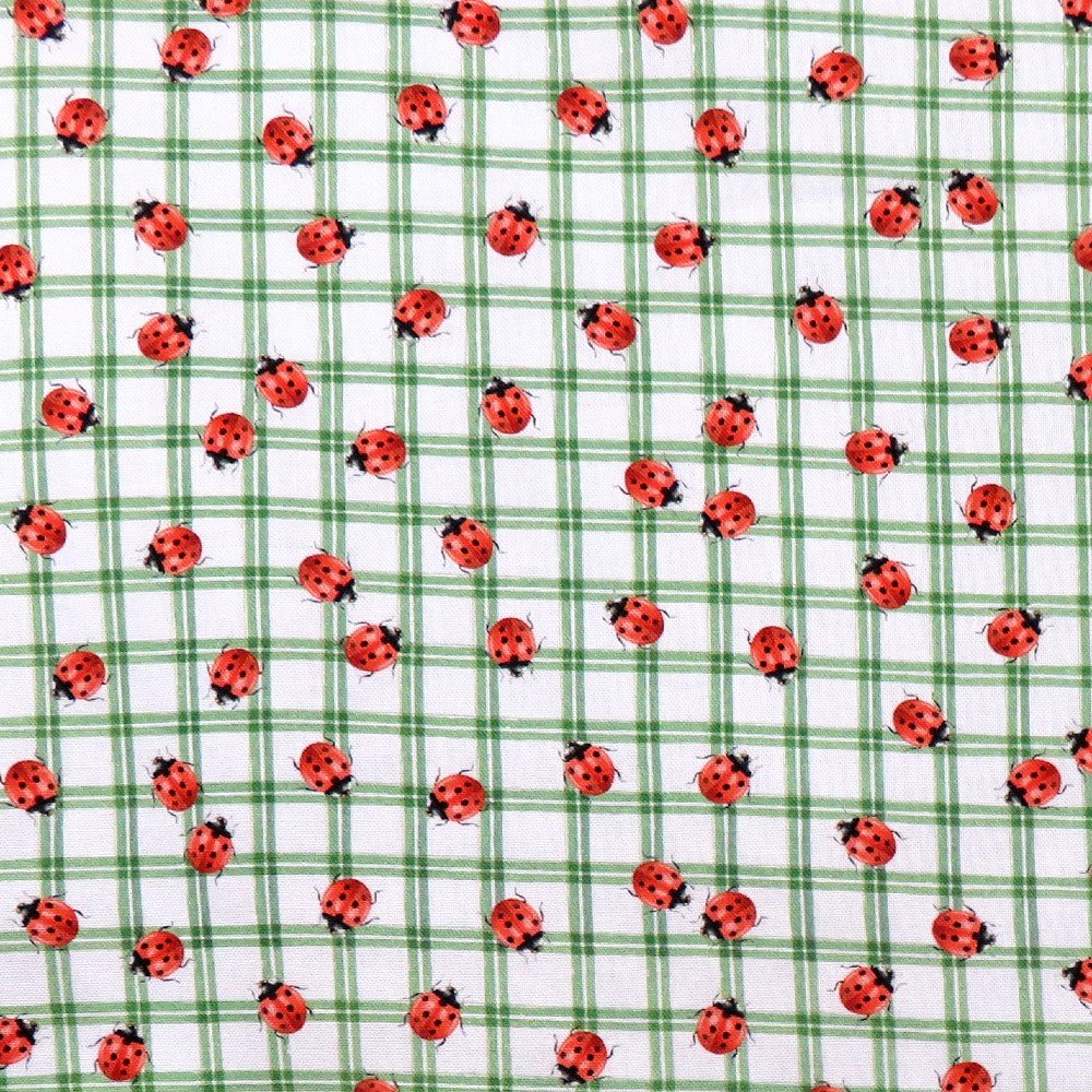 Wildflower Farm Green and White Lady Bug QT FAbrics