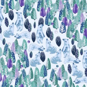 Cotton + Steel Chill Out! Save the Polar Bears-Green Forest