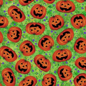 Tricks & Treats Pumpkins Green by Gina Jane Lee QT