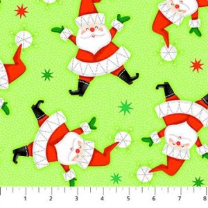 Patrick Lose Studios Bright Christmas Tossed Santa on Green