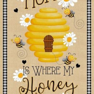 Home Where Honey Is Bee Hive Fabric Cotton Timeless Treasures 24" Panel
