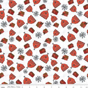 Farm Livin’ Barn Toss White by Diane Labombarbe for Riley Blake