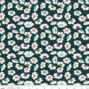 Fragrant Fields Dancing Daisies Dark Forest by Lila Tueller for Riley Blake