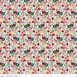 Fragrant Fields Flowers Blush by Lila Tueller for Riley Blake
