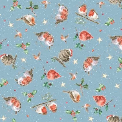 One Snowy Day Feathered Friends Dark Blue Maywood Studio