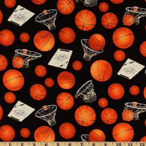 Sports Collection Basketballs and Hoops Black by Elizabeth’s Studio