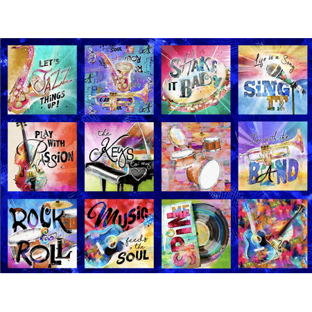 Rhythm & Hues Music Squares Panel by 3 Wishes