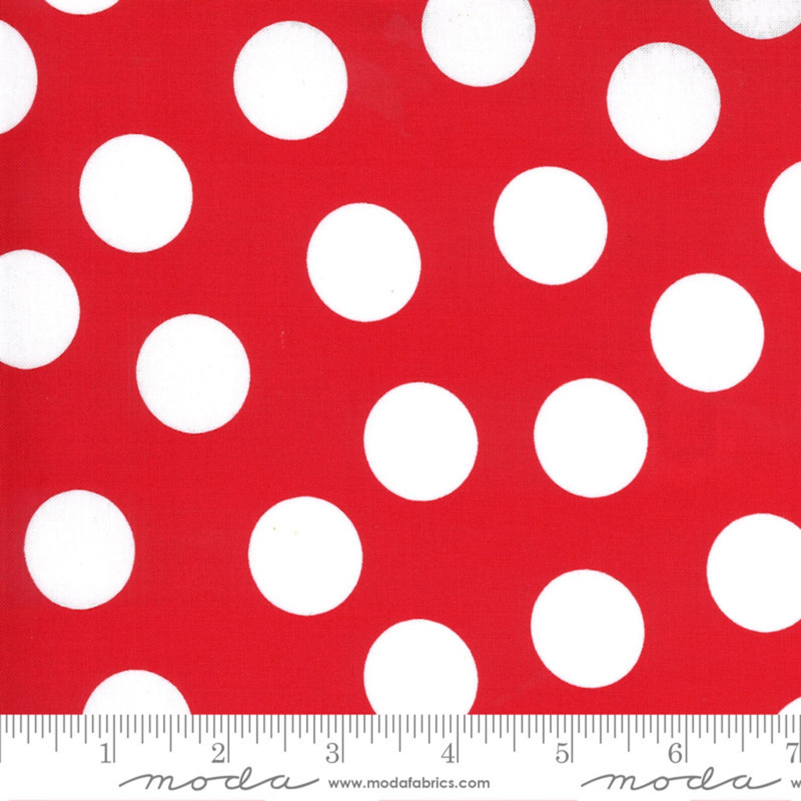 Merry and Bright Giant Dot Poinsettia Red and White by Me and My Sister Designs for Moda