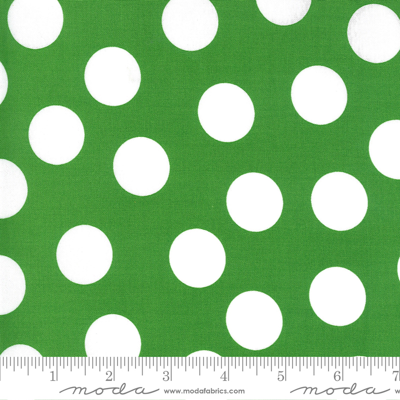 Merry and Bright Giant Dot Evergreen and White by Me and My Sister Designs for Moda