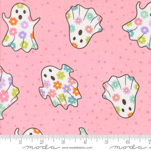 Fab Boo Lous Dancing Ghosts Novelty Ghost Dots Halloween Candy Pink by Me and My Sister Designs for Moda
