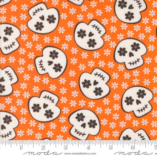 Fab Boo Lous Cheery Skull Novelty Skulls Flowers Orange Pumpkin by Me and My Sister Designs for Moda