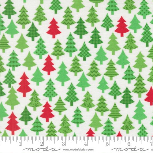 Snow Time Christmas Trees Landscape and Nature Winter White by Me and My Sister Designs for Moda