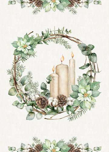 White Linen Christmas Panel by Northcott Fabrics