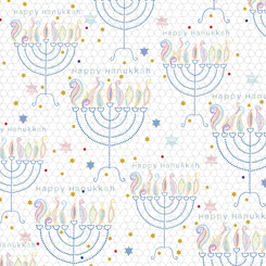 Happy Hanukkah Menorahs White by Turnowsky for QT Fabrics