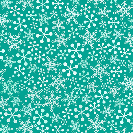 Gnome for the Holidays Snowflakes Turquoise by Helz Cuppleditch from QT Fabrics