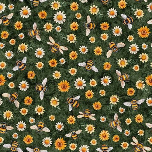 Sunflower Serenade Sunflowers & Bumble Bees Forrest by Morris Creative Group for QT Fabrics
