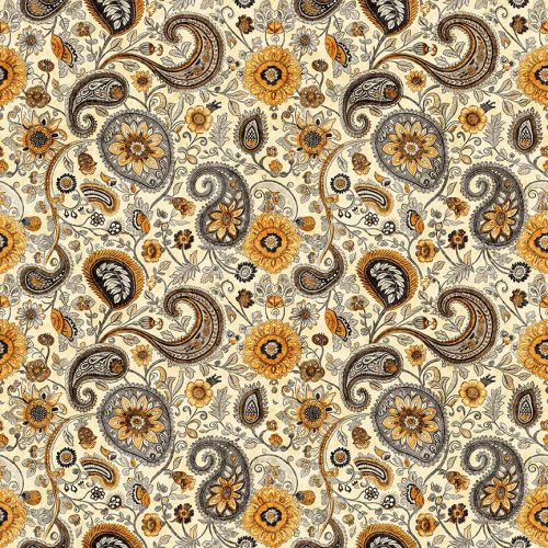 Sunflower Serenade Sunflower Paisley Cream by Morris Creative Group for QT Fabrics