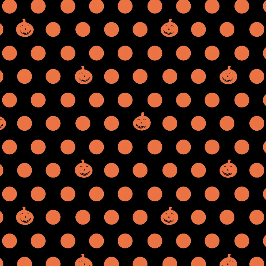 Retro Halloween Pumpkin Dot Black and Cream By Don DiPaolo for Clothworks