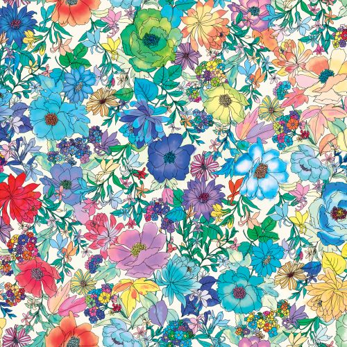 Gradients Euphoria Rainbow Floradescent Florals Watercolor by Moda