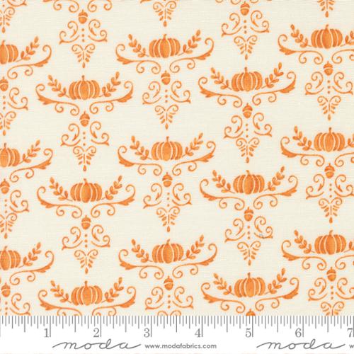 I Love Fall Most Pumpkins and Vines Damask White/Pumpkin by Deb Strain for Moda