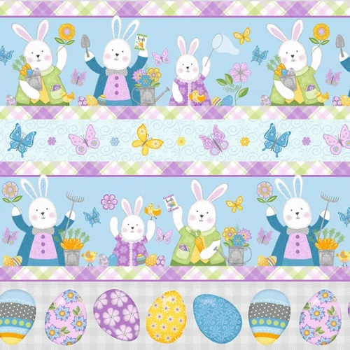 Happy Spring Bunnies Border Multi by Sharla Fults for StudioE