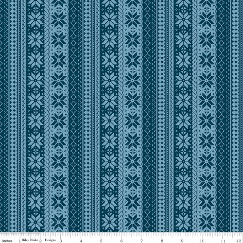 Winter Magic Sweater Stripe Navy by Dani Mogstad for Riley Blake
