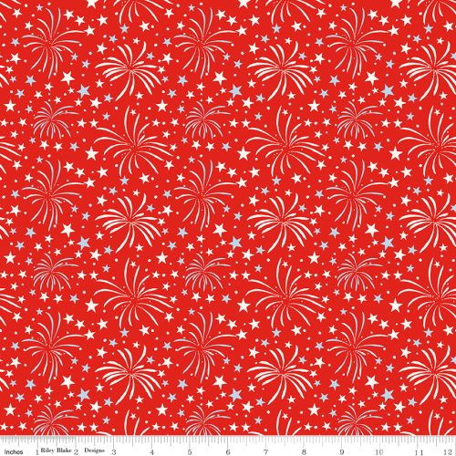 Firecracker Fireworks Red Hen by My Mind’s Eye for Riley Blake