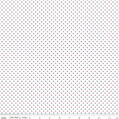 Riley Blake Designs Basics Swiss Dot On White Patriotic