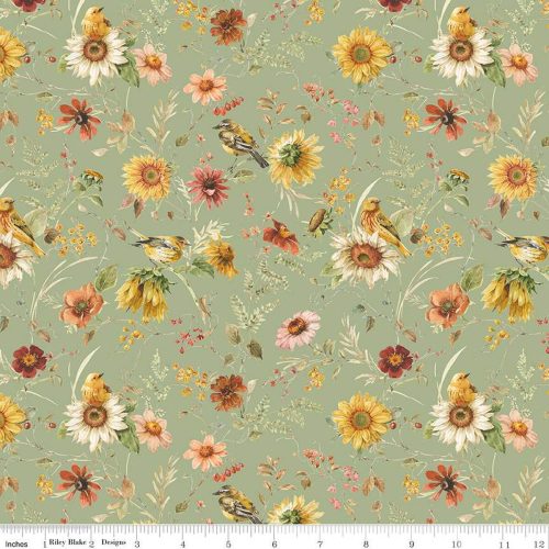 Sunflower Whispers Prairie Green by Lisa Audit for Riley Blake