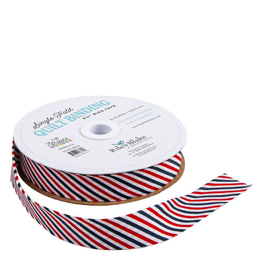 Riley Blake Designs Single-Fold Quilt Binding 1/8” Stripe Patriotic