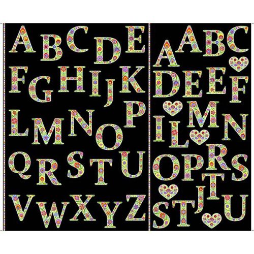 Alphabet Garden Alphabet Panel Black by Mary Tanana for QT Fabrics