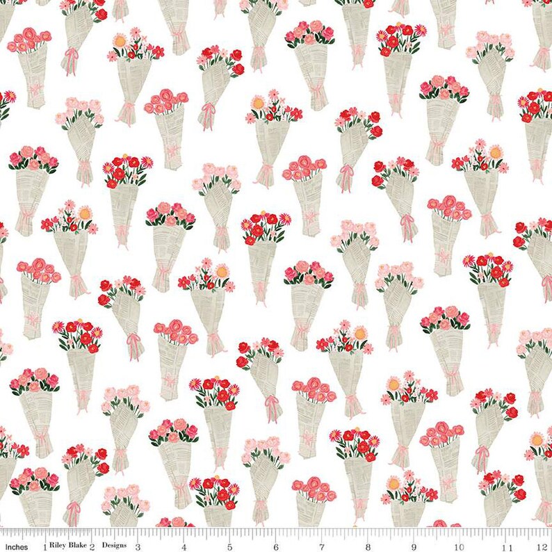 My Valentine Bouquets White by Echo Park Paper Co for Riley Blake Designs