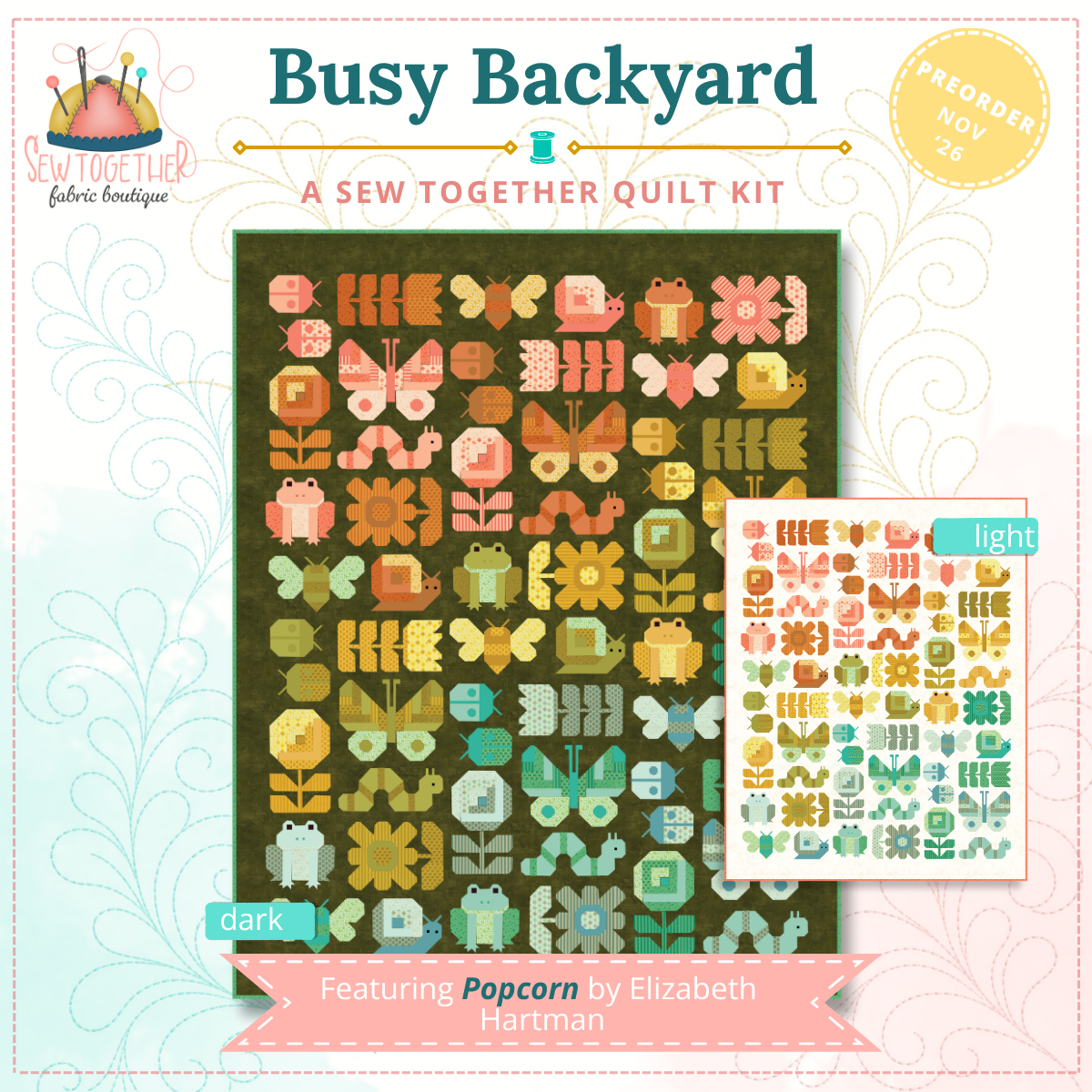 Busy Backyard Quilt Kit featuring Popcorn