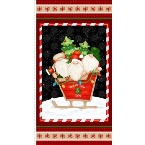 Timber Gromies Tree Farm Sleigh Panel by Shelley Comiskey for Henry Glass